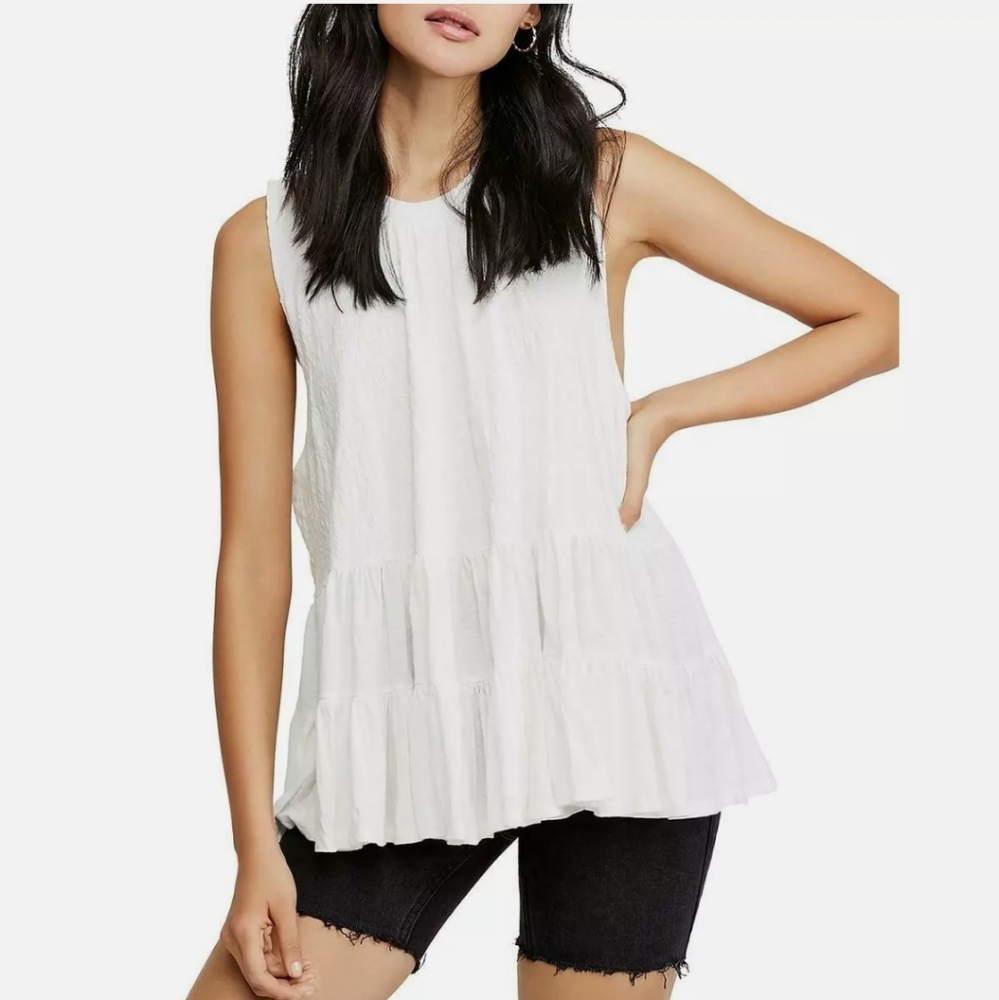 Free People Ivory Tie Back Tunic Top